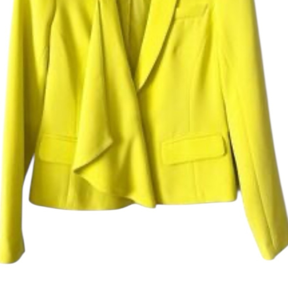 Trina Turk Yellow Blazer Cascade Asymmetric Front One Button Closure Sz 6 - Picture 4 of 10